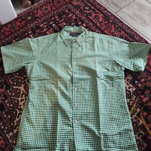 Ralph Lauren Green Gingham Check Shirt / Short Sleeve Size L - EUC